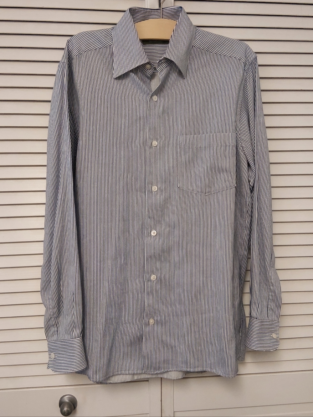 Ermenegildo Zegna Navy and White Pinstripe Sea Island Cotton Dress Shirt